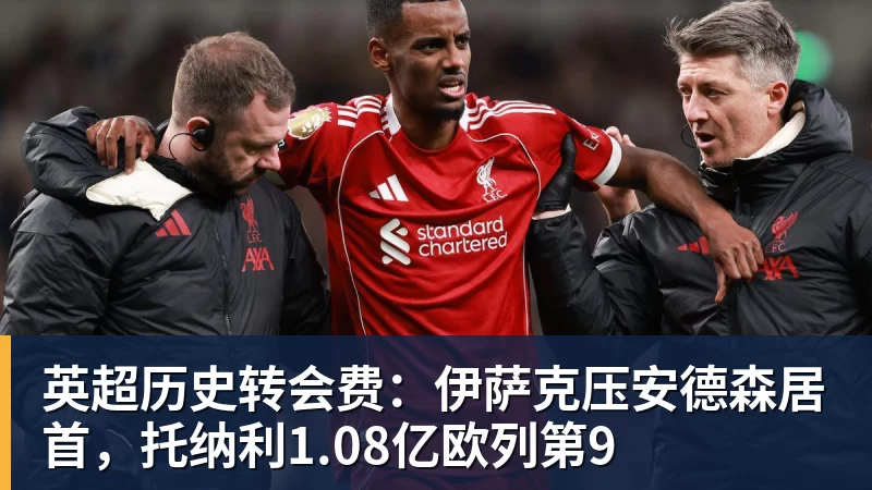 英超历史转会费:伊萨克压安德森居首,托纳利1.08亿欧列第9
